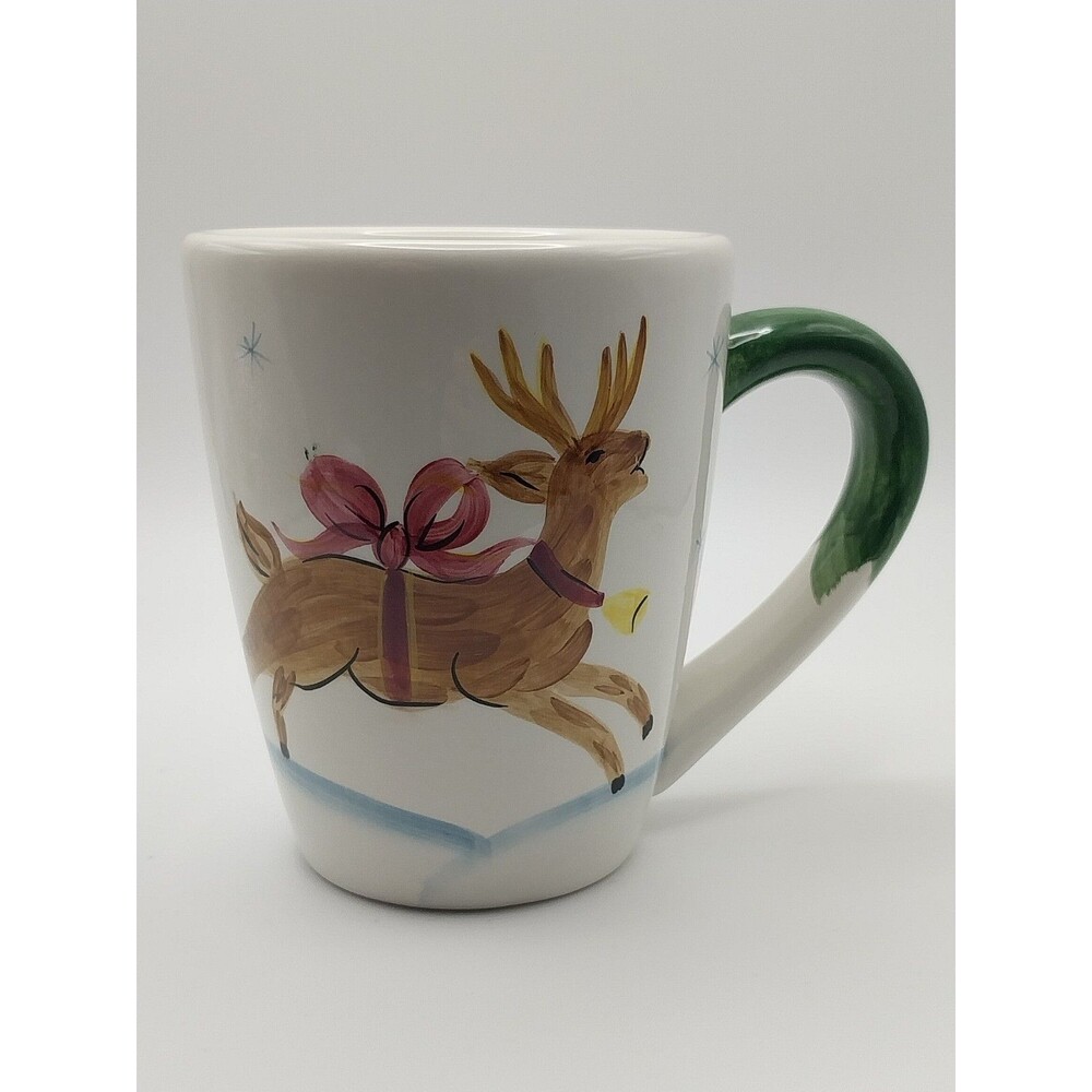 VTG Tabletops Unlimited Salute Holiday Reindeer Coffee Mug Folk Art Christmas